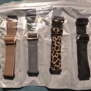Set of 4 Watch Bands - Tan, Gray, Leopard, Black